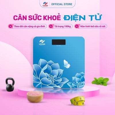 Cân Điện Tử Thông Minh Life360 AR-S18F - Cân Sức Khỏe Để Bàn Màn Hình LED Rõ Nét, Mặt Kính Cường Lực, Chính Hãng