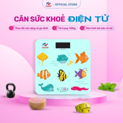 Cân Điện Tử Life360 AR-S18C - Cân Sức Khỏe Mini Để Bàn, Đo Cân Nặng Chính Xác, Kính Cường Lực An Toàn, Bảo Hành 6 Tháng