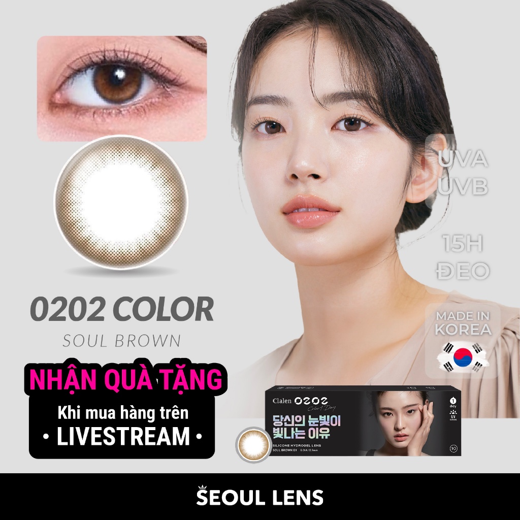 CLALEN IRIS - Lens 1 NGÀY ( 1 CHIẾC) Soul Brown - Kính áp tròng Hàn Quốc Seoullens