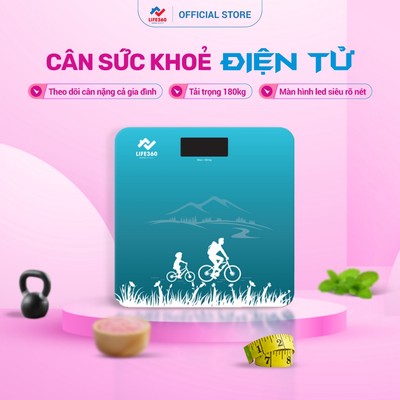 Cân Điện Tử Sức Khỏe Life360 AR-S19A - Cân Sức Khỏe Thông Minh Thiết Kế Hiện Đại, Kính Cường Lực An Toàn, Chính Hãng