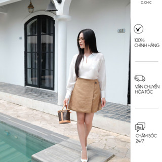 D.CHIC Áo sơ mi dài tay cổ đức túi ngực thêu hoa MS: 1812898