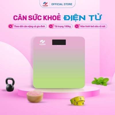 Cân Điện Tử Life360 AL-S22C - Cân Sức Khỏe Mini Gia Đình & Phòng Gym, Đo Cân Nặng Chính Xác, Kính Cường Lực Chính Hãng