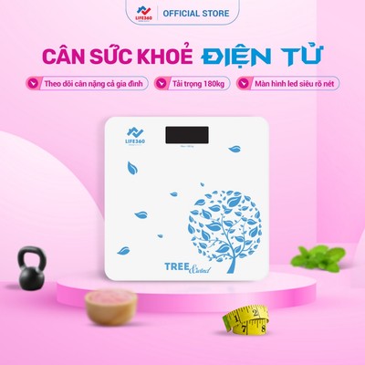 Cân Điện Tử Life360 AR-S17H - Cân Sức Khỏe Mặt Kính Cường Lực, Đo Cân Nặng Tới 180kg, Tự Động Tắt Tiết Kiệm Pin