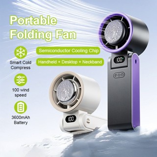 Quạt Cầm Tay Mini TF30Pro Có Sò Lạnh Làm Mát 100 Cáp Tốc Độ Gió Pin 36000mAH Gấp Gọn Tặng Dây Đeo