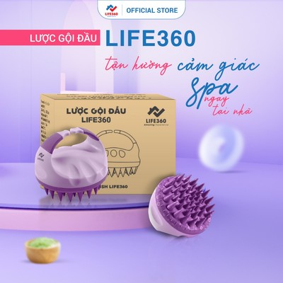 Lược Gội Đầu Massage Da Đầu Life360 LE-LGD22 - Lược Gãi Đầu Gai Silicon Giảm Gàu, Giảm Rụng Tóc, Thư Giãn - Màu Tím