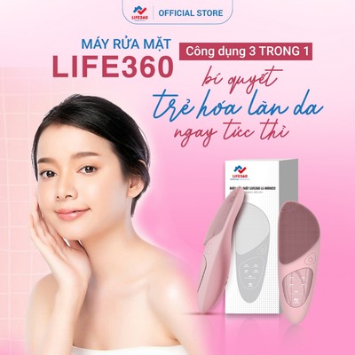 Máy Rửa Mặt Điện Life360 LE-MRM22 Màu Hồng - Rửa Mặt Sạch Sâu, Massage, Chườm Nóng Vùng Mắt, Chăm Sóc Da Mặt Chính Hãng