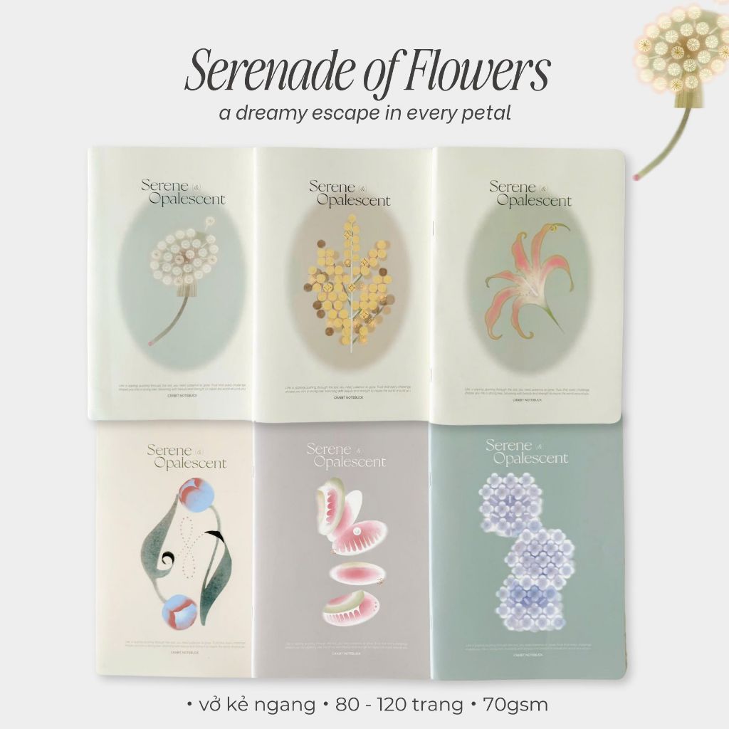 Vở kẻ ngang 80 120 trang Crabit tập học sinh vở ghi chép set vở xinh cute 70 GSM Kỳ Hoa Dị Thảo Coll