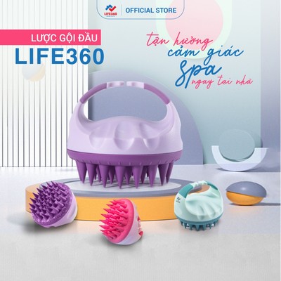 Lược Gội Đầu Silicon Life360 LE-LGD22 - Lược Massage Da Đầu Giảm Ngứa, Giảm Gãy Rụng Tóc,Làm Sạch Sâu Khi Gội Chính Hãng