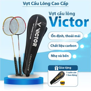 Vợt cầu lông Victor chính hãng carbon căng sẵn tặng cuốn cán và bao đựng thể thao cao cấp