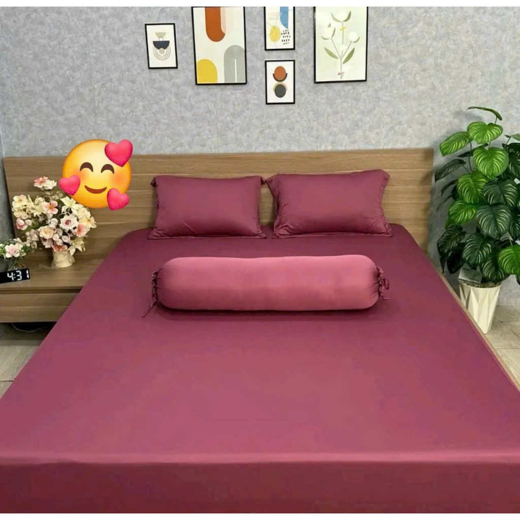 Bộ ga giường thun lạnh Hàn Quốc 4 món 1m4x2m, 1m6x2m, 1m8x2m - Màu trơn
