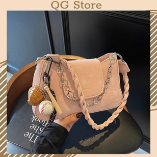 Túi Xách Nữ Đeo Chéo Túi Đeo Vai Quai Sam Da Nhung Phối Xích Phong Cách Hàn Quốc QGStore