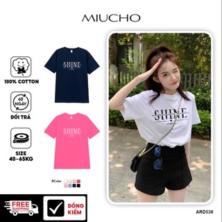 Áo thun nữ form vừa regular ARD538 Miucho cotton cổ tròn in typography