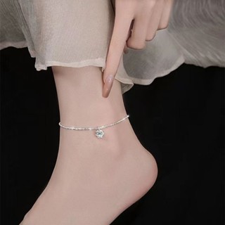 Balltest🎨925 bạc tinh tế sáng bóng kim cương bạc vòng chân phụ nữ thiết kế thời trang vòng tay bộ vòng cổ món quà