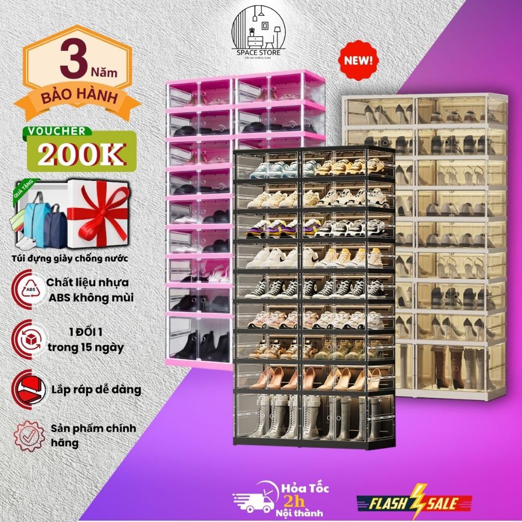 Tủ Giày Thiết Kế Nhỏ Gọn SPACE STORE 12-36 đôi 9104-8-1G [BẢO HÀNH 3 NĂM] Có Ngăn Để Boot Chất Liệu Nhựa Abs An Toàn