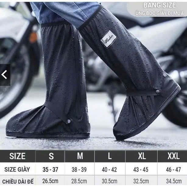 Ủng Đi Mưa Có Khoá Kéo 2 Lớp, Ủng Bọc Giày Đi Mưa Cổ Cao Đế Cao Su Chống  Thấm 100% Trơn Trượt, Chất Liệu PVC Cao Cấp