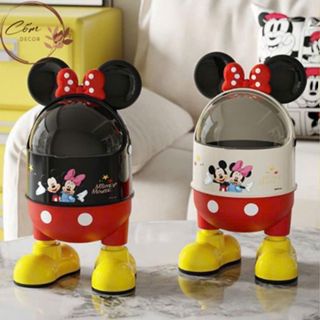 Thùng Rác Mini Để Bàn Hình Mickey Kèm Nơ Xinh Xắn Decor Phòng Ngủ, Phòng Khách, Bàn Học Có Lõi Riêng