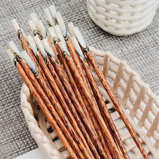 10 đôi đũa chống trơn làm từ gỗ dừa tự nhiên,đuôi đính khảm chai thủ công