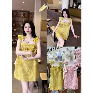 Váy 2 dây hoa gấm dáng xuông 2 màu nhẹ nhàng Fumistore