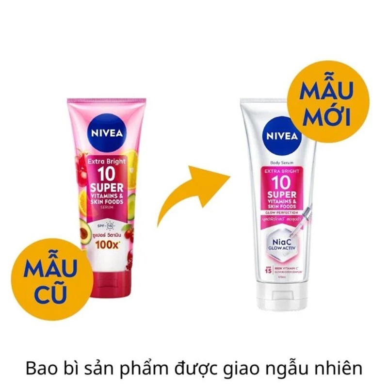 Tinh Chất Dưỡng Thể Nivea Sáng Da Body Serum Extra Bright 10 Super Vitamin & Skin Foods Glow Perfection SPF15 170ml | BigBuy360 - bigbuy360.vn