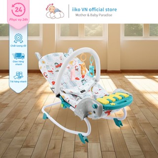 Ghế Bập Bênh Thương Hiệu iiko Gấp Gọn Ghế Rung Cho Bé Ghế Nằm Cho Bé Có Thanh Đồ Chơi Chất Liệu Cotton Thấm Hút Tốt