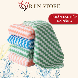 Khăn Lau Bếp 2 Mặt Khăn Lau Đa Năng Siêu Thấm Nước Mềm Mịn Không Lông Dễ Giặt Sạch RIN