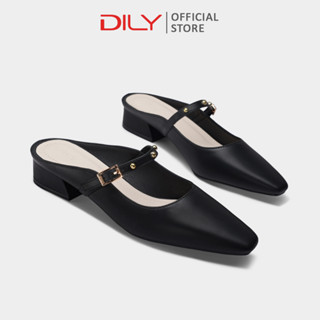 Guốc nữ cao gót DILY quai mảnh đính đá sang trọng, guốc sục mũi vuông thời trang cao 3cm DL0588