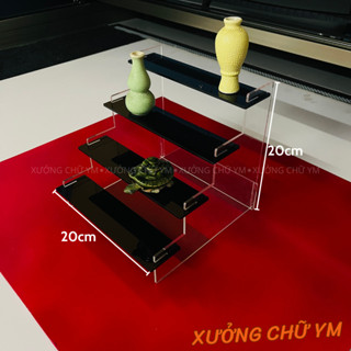 Kệ Mica Bậc Thang Lắp Ghép Dài 20cm – Kệ Trưng Bày Mỹ Phẩm, Mô Hình Nhiều Tầng