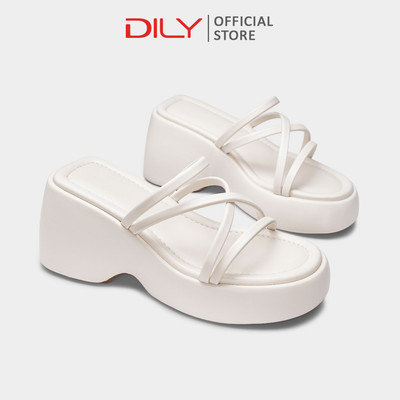 Guốc nữ DILY dép bánh mì quai mảnh thanh lịch, dép nữ đế cao tôn dáng dễ phối đồ cao 8cm DL0590