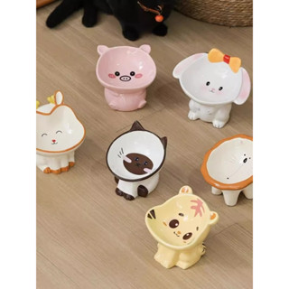 Bát Ăn Cho Mèo Bằng Sứ Hình Thú - Chân Cao Bảo Vệ Cổ - Chống Cằm Đen - Dễ Rửa Không Đổ - Dùng Cho Chó Mèo