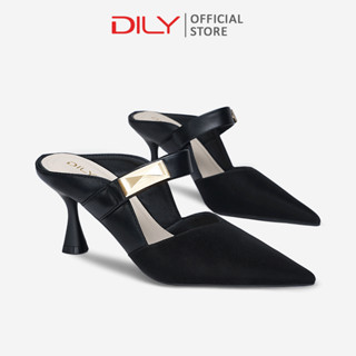 Guốc nữ cao gót DILY phối khóa sang trọng, guốc sục mũi nhọn tôn chân thời trang cao 7cm DL0589