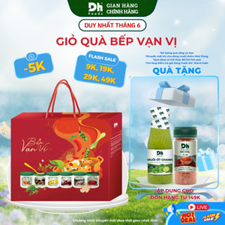 Hộp Quà Tết Bếp Vạn Vị Dh Foods 11 Loại Gia Vị. Set Quà Tết 2025 Biếu Tặng Cao Cấp, Kèm Bao Lì Xì và Thiệp Chúc Mừng