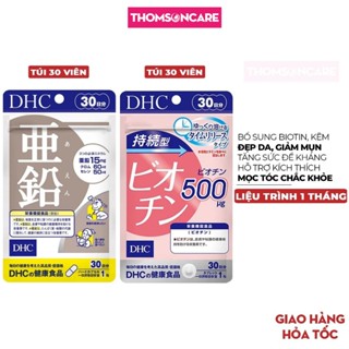 Viên uống mọc tóc, đẹp da DHC Biotin 30 viên và DHC Kẽm 30 viên tăng đề kháng, giảm mụn - Chính hãng DHC Nhật Bản