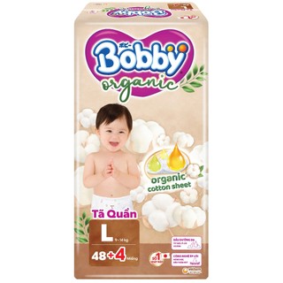  Bỉm Quần Bobby Organic Ngày Siêu Mềm Khô Thoáng Cho Bé Size M58 L52 XL50 XXL46 XXXL35 