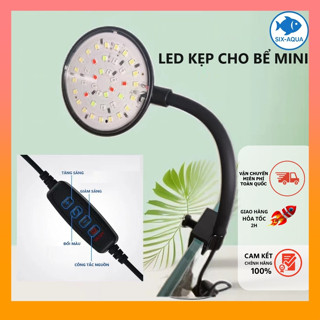 Đèn Kẹp Tròn WRGB QLV6-QLV8 Cổng USB Điều Chỉnh 360 Độ, Chế Độ Đổi Màu RGB Cho Bể Cá, Bể Thủy Sinh
