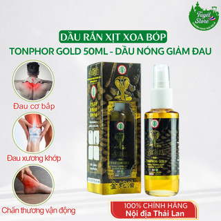  Dầu xịt xoa bóp rắn hổ mang Tonphor Gold Herbal Body Massage Black Oil Thái Lan 50ml 