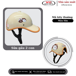 Mũ bảo hiểm lưỡi trai Vic TL-01 thể thao in hình gấu cute, nón bảo hiểm kết thời trang chính hãng