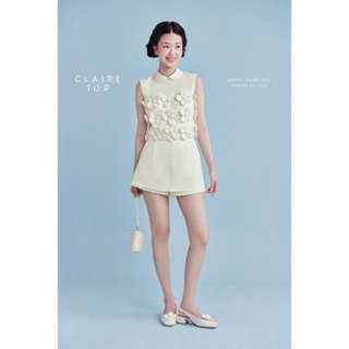 JOIE DES ROSES - Áo croptop cổ sen đính tầng hoa Claire Top