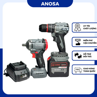 Combo Máy Khoan THPRO TH7721AK, Siết Bulong TH6360AK 1Pin 20Cell Sạc - Động Cơ Không Chổi Than, Chân Pin Phổ Thông