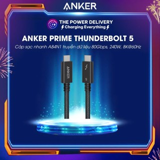 Cáp sạc nhanh Anker Prime Thunderbolt 5 A84N1 bọc dù, dài 3.3 ft, truyền dữ liệu 80Gbps, 240W, xuất hình ảnh 8K@60Hz