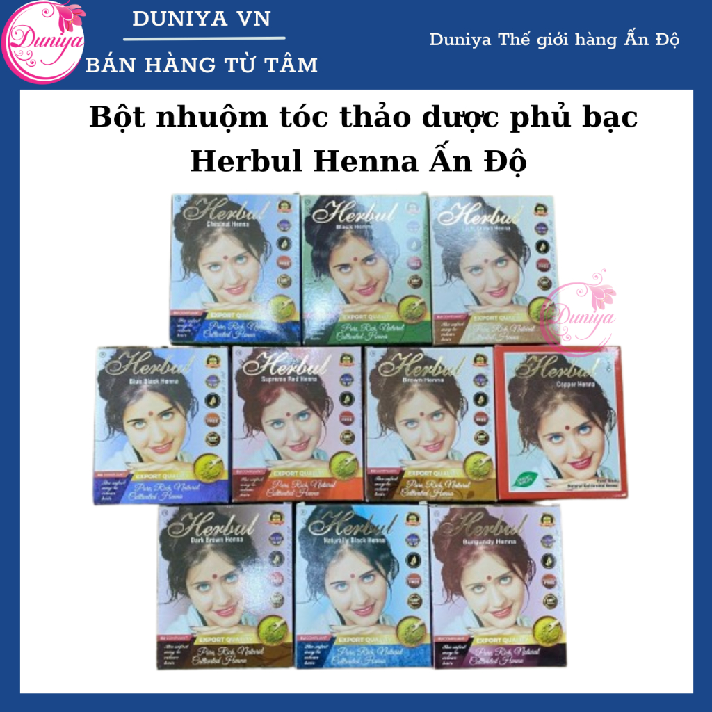 [Full màu] Bột nhuộm tóc thảo dược phủ bạc Herbul Henna Ấn Độ - Duniya Thế giới hàng Ấn Độ