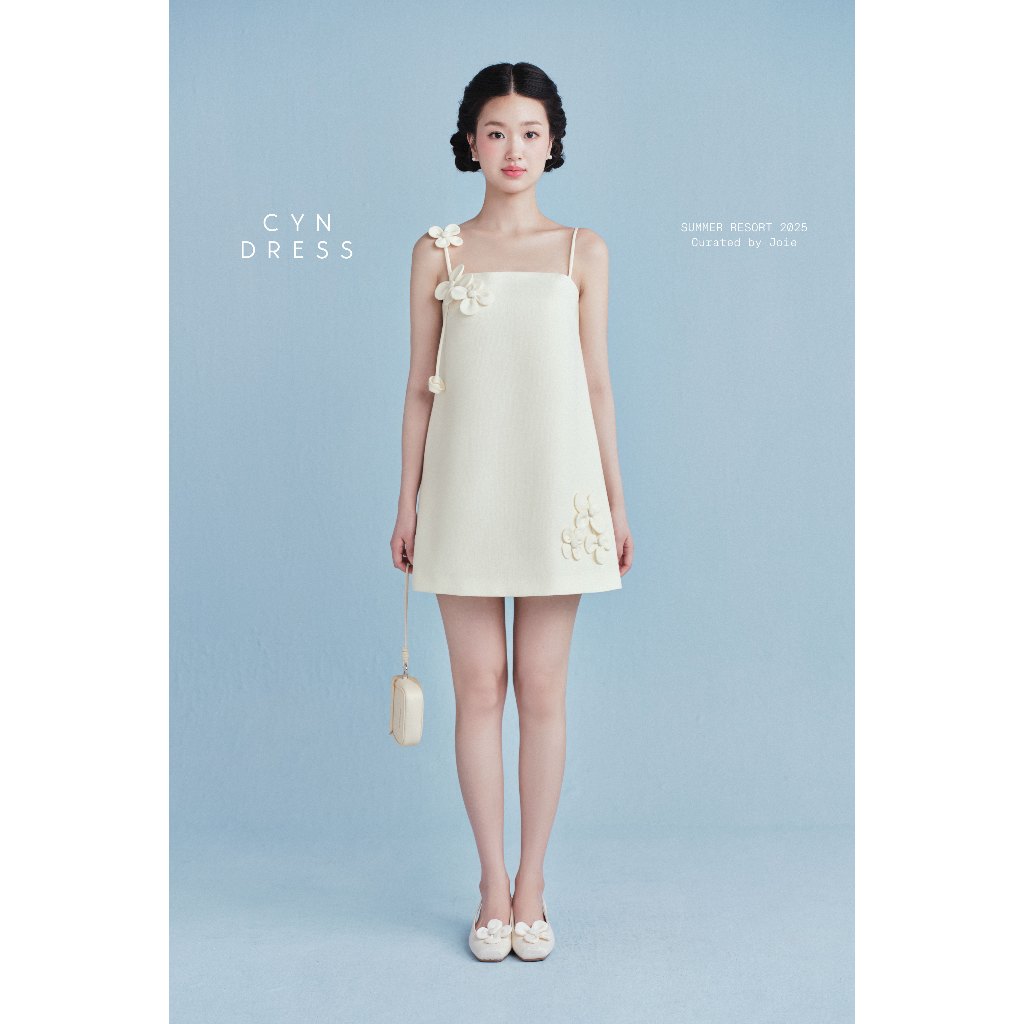 JOIE DES ROSES -Váy hai dây dáng suông đính hoa nổi Cyn Dress