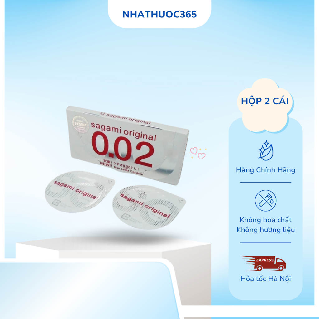 Bao cao su sagami 0.02 cao cấp siêu mỏng - 2 chiếc