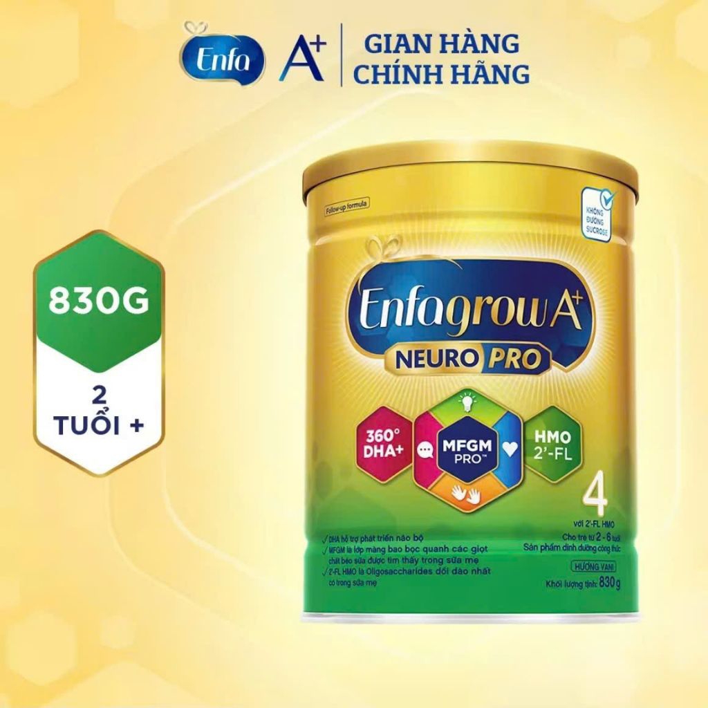 [HSD 10/2026] Lon 830g mẫu mới_Sữa bột Enfagrow 4 Vị nhạt