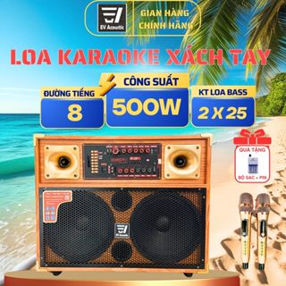 Loa Xách Tay Karaoke Ev-8225 | Bass Đôi 25 Gân Xếp | Công Suất 500W | 8 Đường Loa 3 Đường Tiếng | Thùng Gỗ | Chuyên Đánh