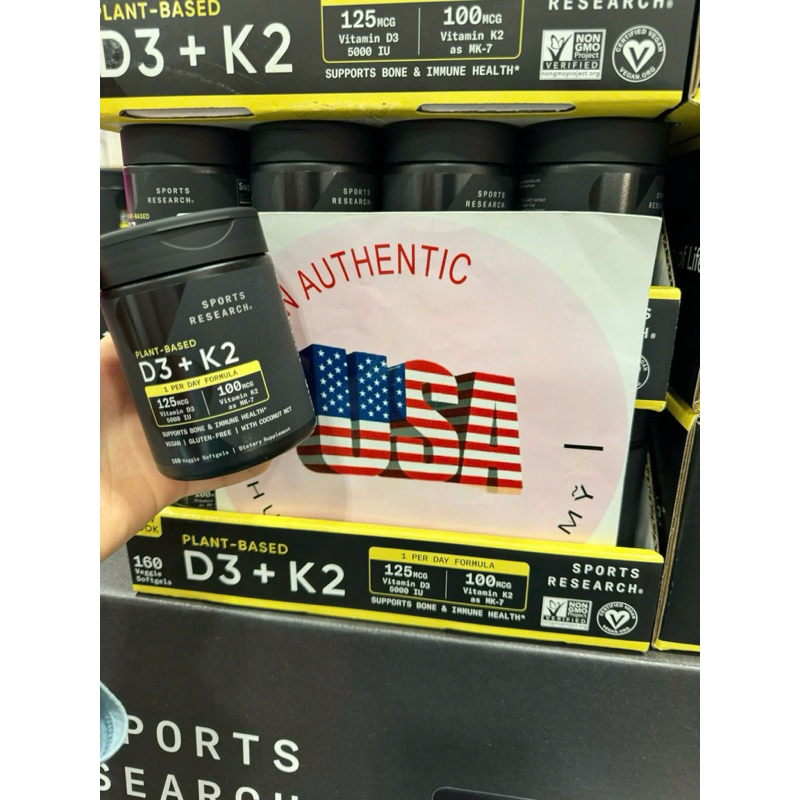 [ ĐỦ BILL STORE + AIR]  Vitamin D3 + K2 SPORTS RESEARCH SR mẫu mới 160 Viên Veggie Softgels _ Live t