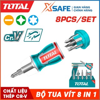  Bộ tua vít 8IN1 TOTAL TACSDS0706 chất liệu CR-V gồm 1 tay cầm và 7 đầu vít SL5 SL6 PH0 PH1 PH2 T10 T20 
