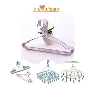 10 30 50 Móc quần áo sơ sinh cho bé loại không gỉ, Móc Nhôm Phơi Đồ Trẻ Em dososinh2x