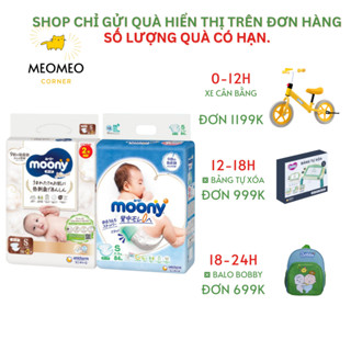 Bỉm / tã dán / quần Moony Natural cho bé đủ size NB62 / S58 / M46 / L36 / XL32 Moony Trắng / Moony Xanh/ Moony Blue
