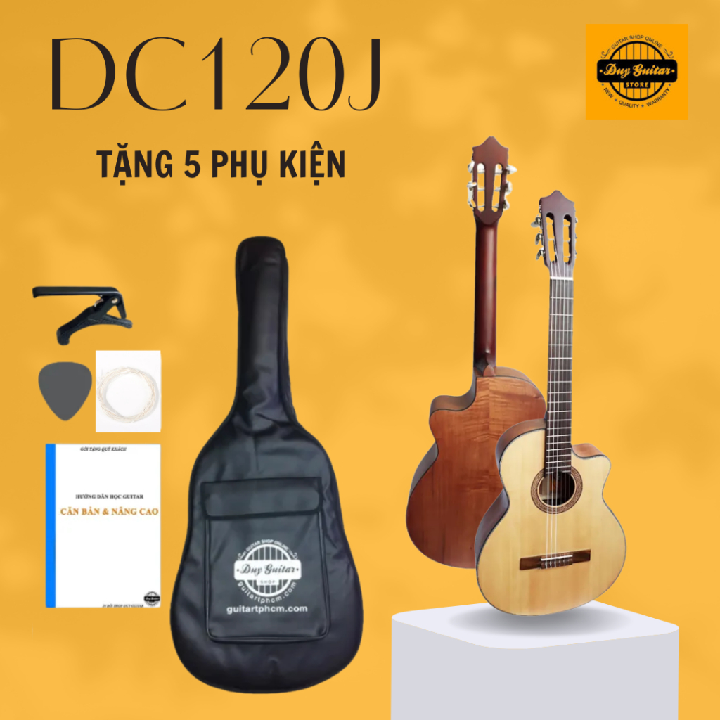 Đàn guitar Classic dáng khuyết có ty DC120J gỗ Hồng Đào thịt cho âm thanh ấm áp Chơi lâu dài