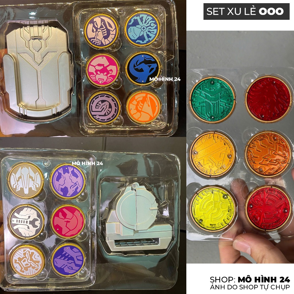 [XU LẺ] Bộ 6 xu medal lẻ dành cho thắt lưng driver bootleg Kamen Rider OOO có holder đựng xu nhựa và